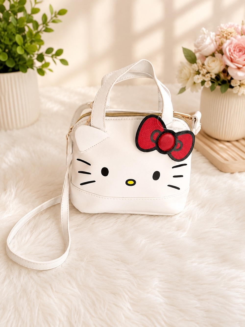 Hello Kitty Mini White Crossbody Bag Red Bow